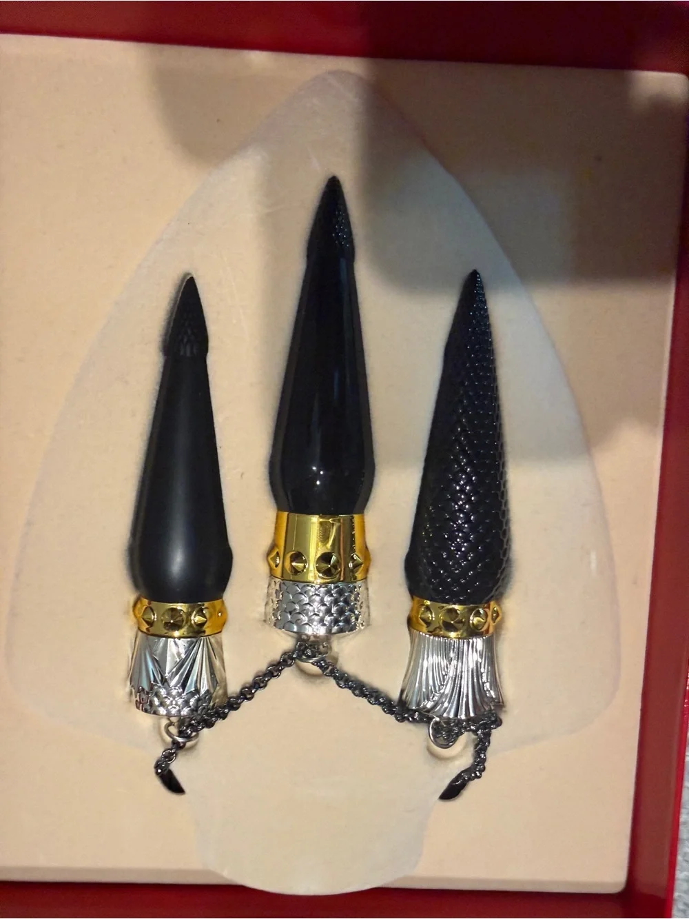 Saks Fifth Avenue Black Pointed Pendant Trio with Gold & Silver Accents